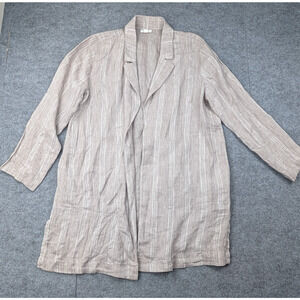 Pure Jill Linen Sweater Womens Large Petite Knit Blazer Coastal Classic Boho